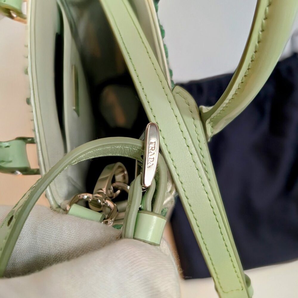 Prada Light Green/Aqua Crystal Embellished Small Double-Handle Crossbody Bag - Picture 11 of 13